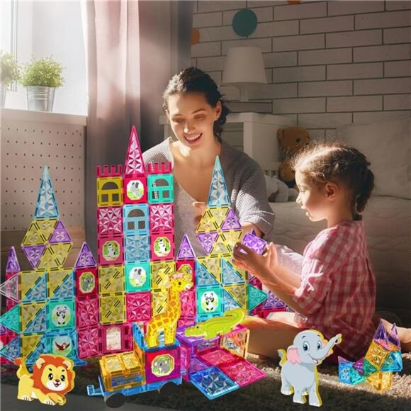 Magnetic Tiles Kids Magnetic Blocks 110PCS Building Sets 3D Magnet - Picture 6 of 7